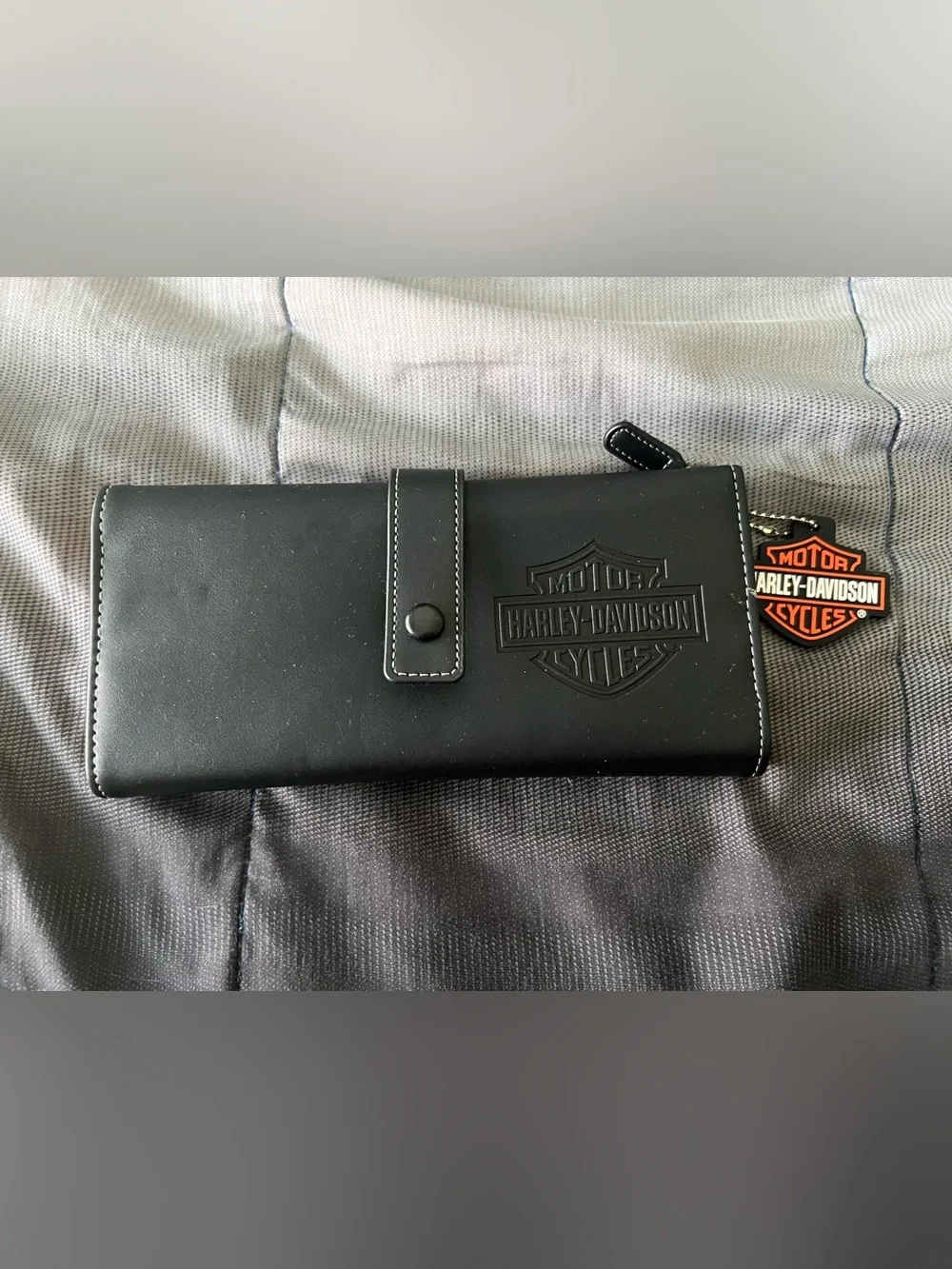 Harley-Davidson Black Leather Bi-Fold Wallet with Embossed Logo